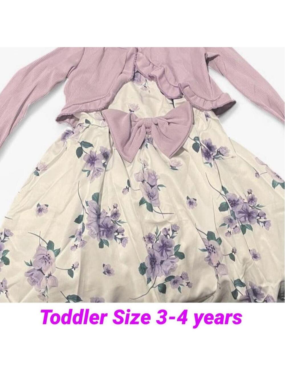 NWOT Toddler Girl 2-Piece Floral Dress & Purple Cardigan Set. Size 3-4 Year